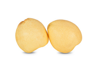 whole fresh Chinese pear or Nashi pear on white background