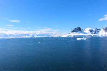 Mountains of the Antarctic Peninsula. The mountains in the Gerlache Strait in the Danco Coast, Antarctica