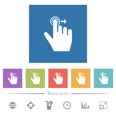 Obraz premium Right handed slide right gesture flat white icons in square backgrounds