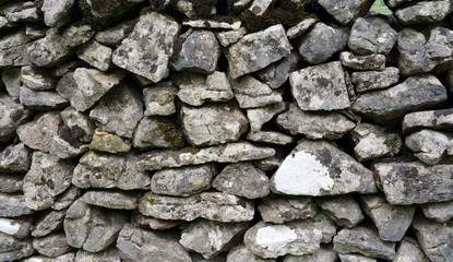 Detail of a dry stone wall, Derbyshire England