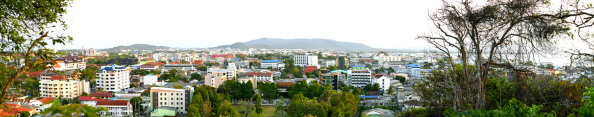Fototapeta na wymiar Panorama The scenery of the city songkhla from the mountain of Thailand