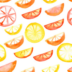 Aquarelle transparente motif d& 39 agrumes juteux. Fruits citron, orange, citron vert. Convient aux vêtements pour enfants, à la conception de sites Web, aux affiches, au tissu, au papier d& 39 emballage. Papier numérique.