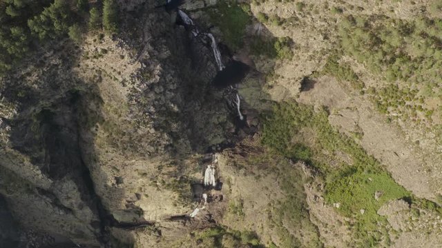 Fisgas de ermelo waterfall drone aerial view in Mondim de Basto, most beautiful in Portugal