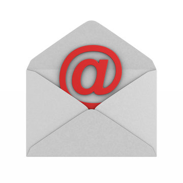 open envelope and symbol email on white background. Isolated 3D illustration