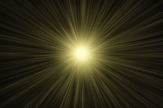 Yellow abstract background with rays of light. Futuristic computer graphic.