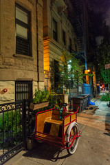 Fototapeta na wymiar Platform to carry children at night in Harlem, New York City, USA
