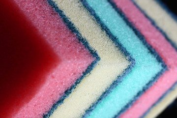 texture of colored cleaning foam sponges in close-up