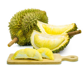 King of fruits, durian isolated on white background, Golden pillow or Mon Thong Durian, Durian...