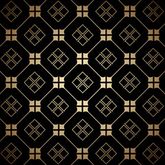 Golden and black art deco seamless pattern