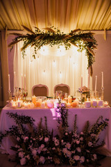 Fototapeta na wymiar beautiful wedding decor, restaurant, ceremony