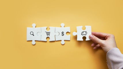 Icons for the online purchase action sequence.Online orders with fast delivery