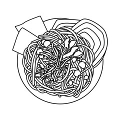 ramen, noodles. Japanese food, hand drawn style vector design illustration.
