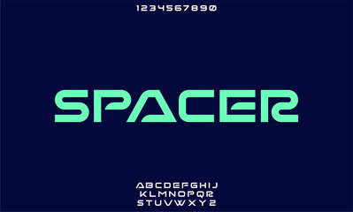 SPACER FONT DISPLAY FUTURISTIC TYPEFACE VECTOR