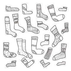 Warm socks set. Vector casual footwears collection.