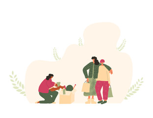 Flea market. Local sale. Vector color illustration