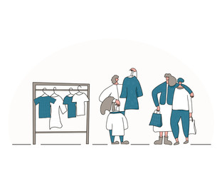 Flea market. Local sale. Vector color illustration