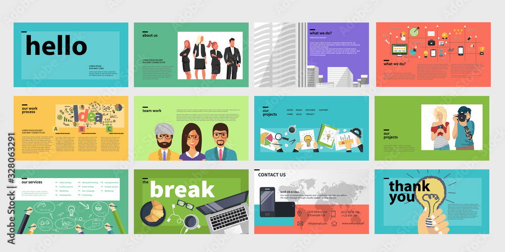 Wall mural Business presentation templates. Flat vector illustration