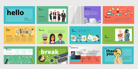 Business presentation templates. Flat vector illustration