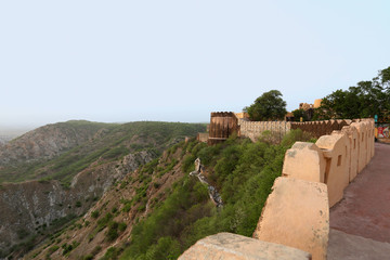 Fototapeta na wymiar Nahargarh fort wall and bastion, Jaipur, Rajasthan, India