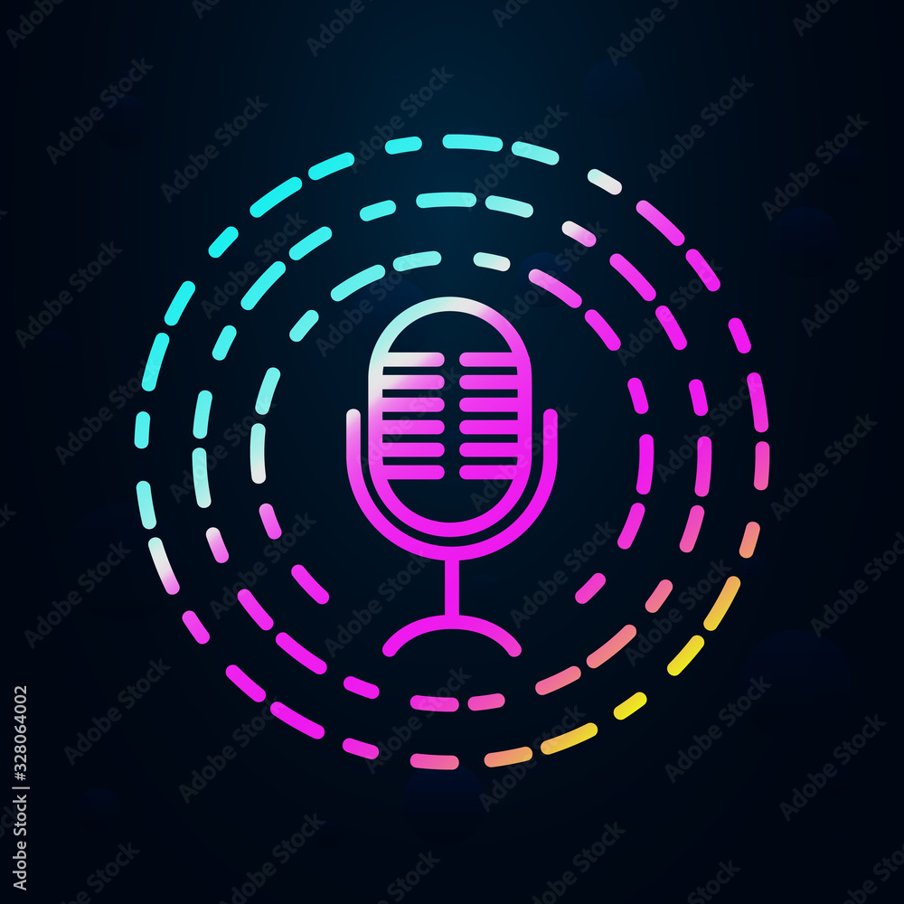 Poster microphone radio in nolan style icon. simple thin line, outline vector of birthday icons for ui and 