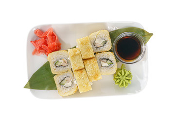 Sushi, rolls on a white isolated background