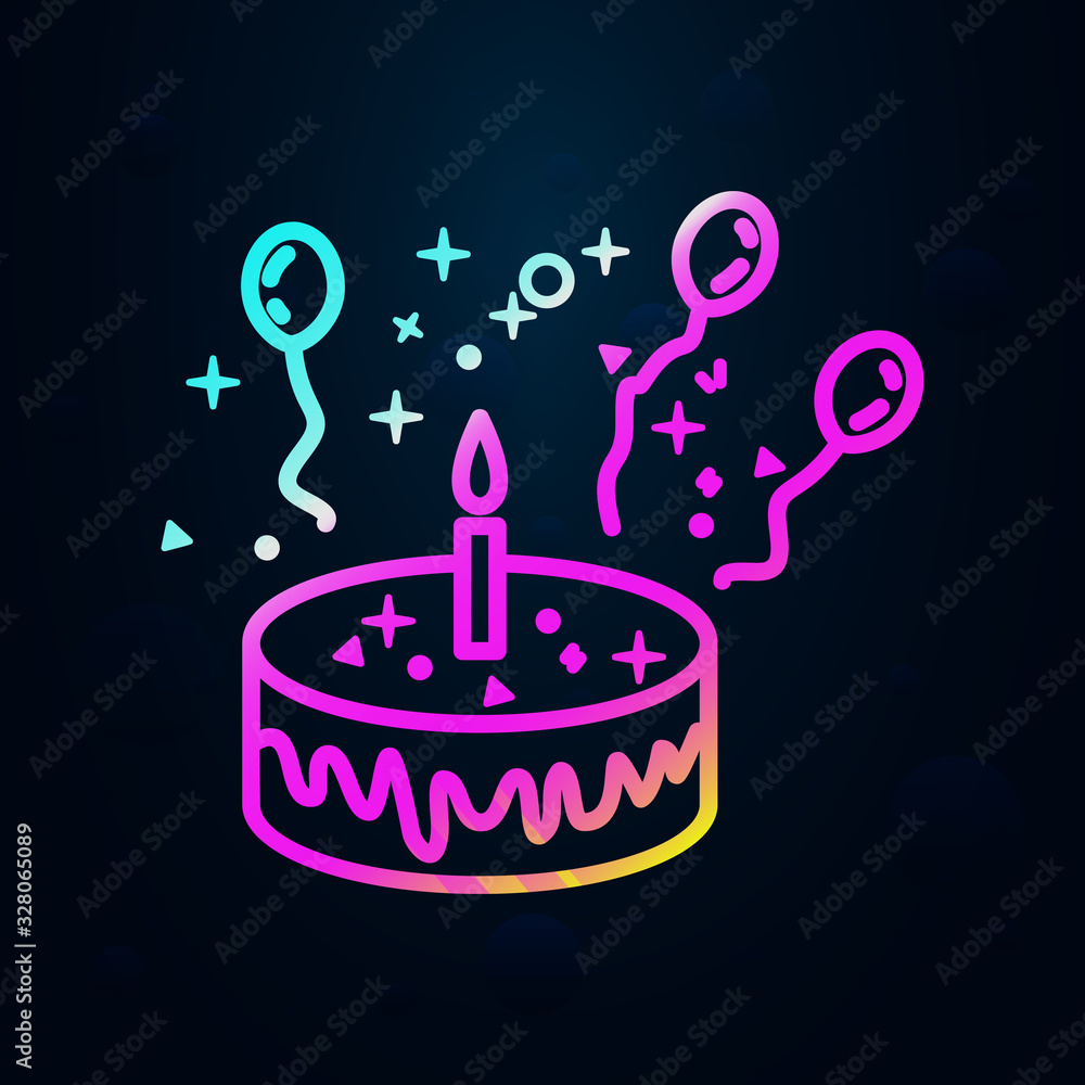 Poster birthday cake in nolan style icon. simple thin line, outline vector of birthday icons for ui and ux,