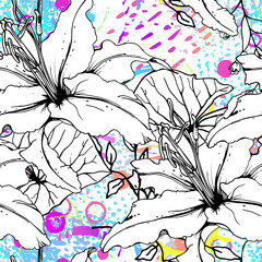 Artistic Floral Seamless Pattern. Vector print