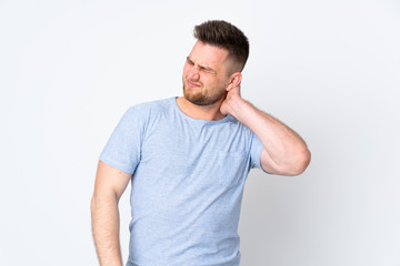 Obraz premium Russian handsome man over isolated background with neckache