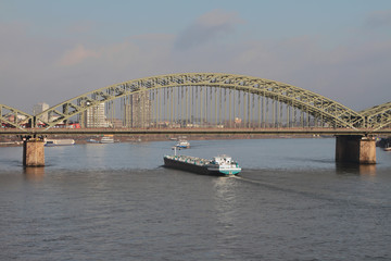 Railway bridge over Rhine River. Cologne, Germany