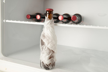 Lifehacks - Chill a beverage quickly in the freezer with wet paper towels.   