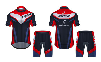 Cycling Jerseys mockup,t-shirt sport design template,uniform for bicycle apparel.