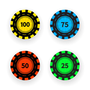 Set of isolated casino chips vector design.