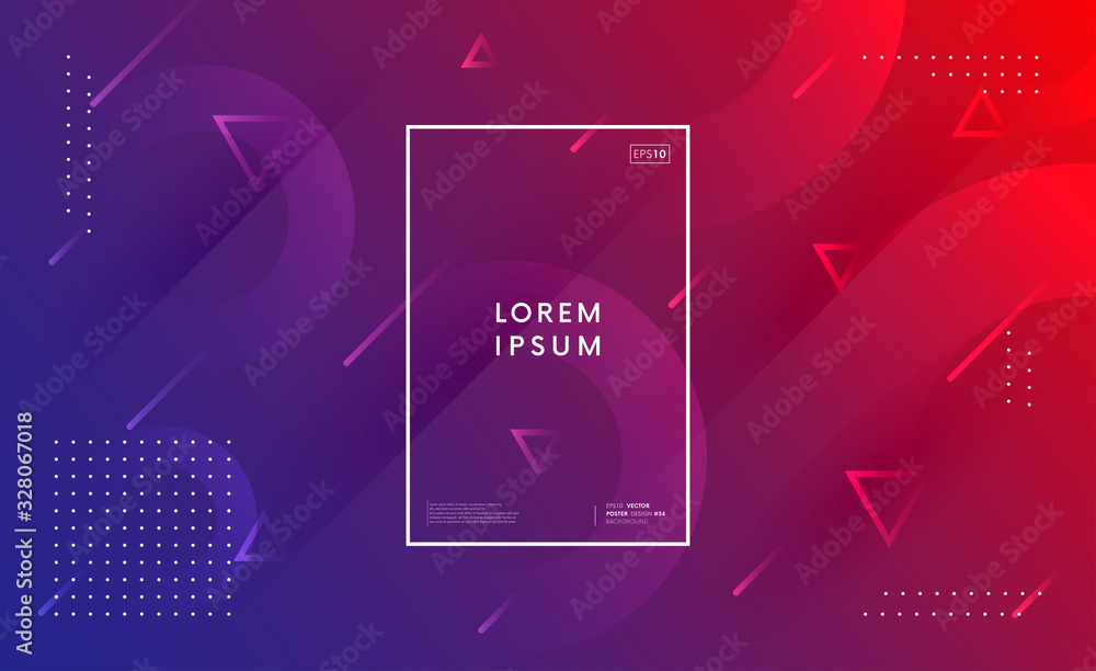 Poster Trendy geometric background. Abstract gradient backdrop with shapes.