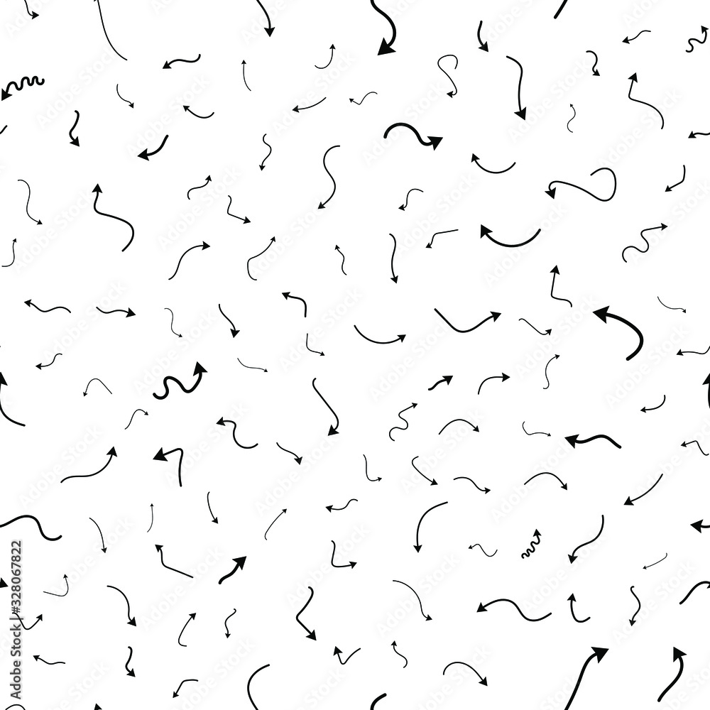 Poster seamless vector pattern with different arrows. modern cursor illustration