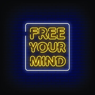 Free Your mind Neon Signs Style Text Vector