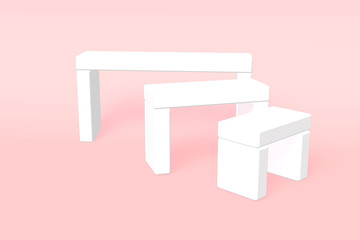 three white tables