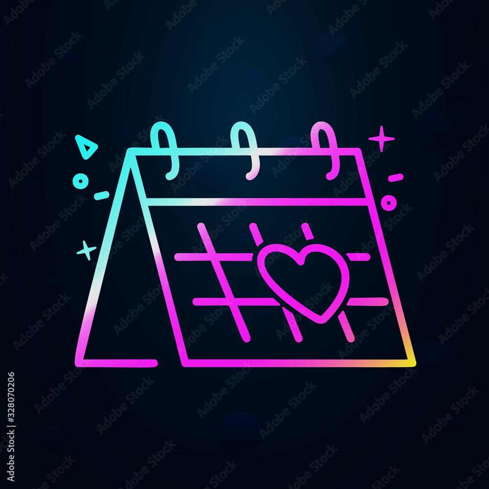 Poster heart oncalendar in nolan style icon. simple thin line, outline vector of birthday icons for ui and 