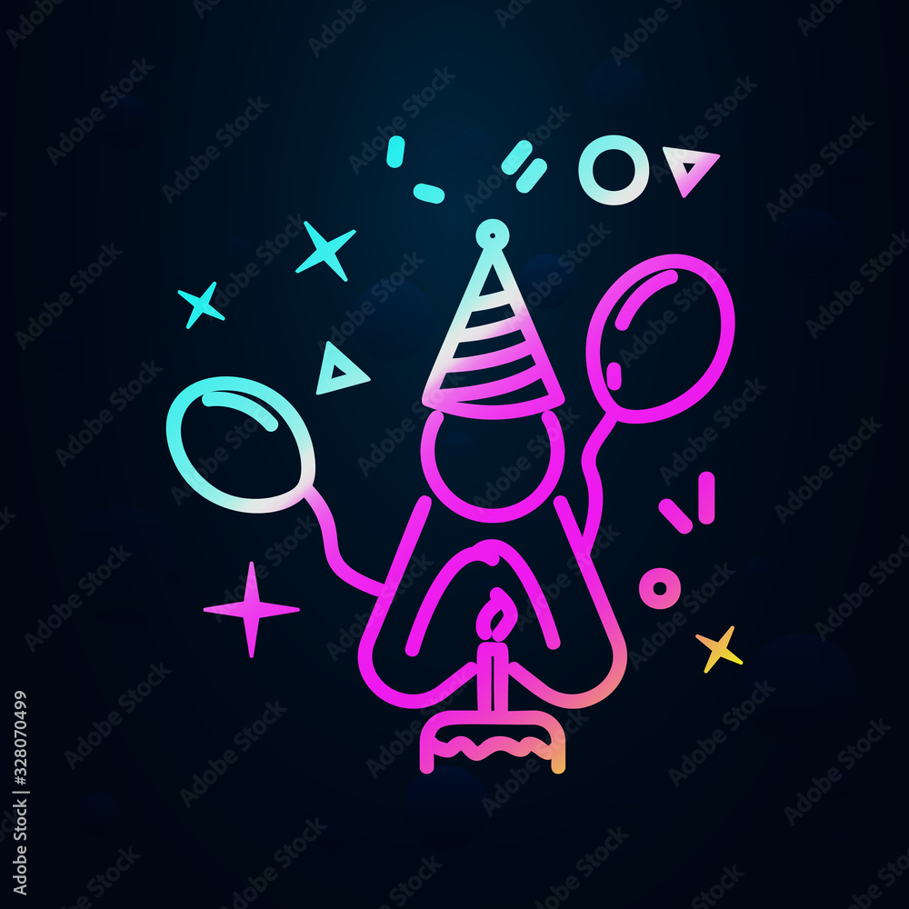 Poster birthday boy in nolan style icon. simple thin line, outline vector of birthday icons for ui and ux, 