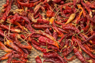 A pile of dried peppers