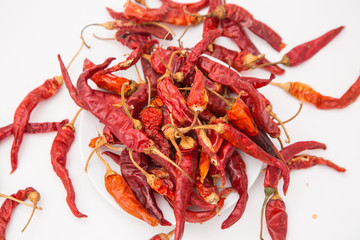 A pile of dried peppers