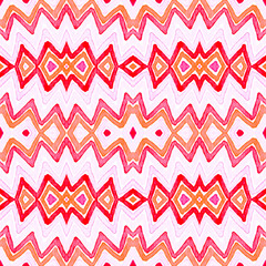 Pink red Geometric Watercolor. Delicate Seamless P