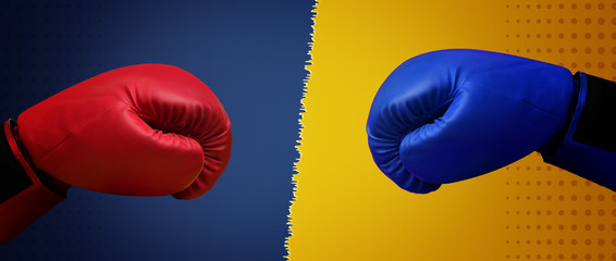 Versus vs letters fight backgrounds with boxing gloves and copy space