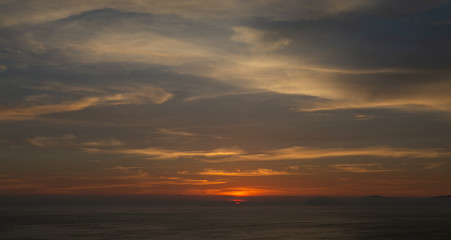 Naklejka na ściany i meble Sunset at Miraflores coast. Lima Peru.
