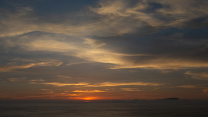 Naklejka na ściany i meble Sunset at Miraflores coast. Lima Peru.