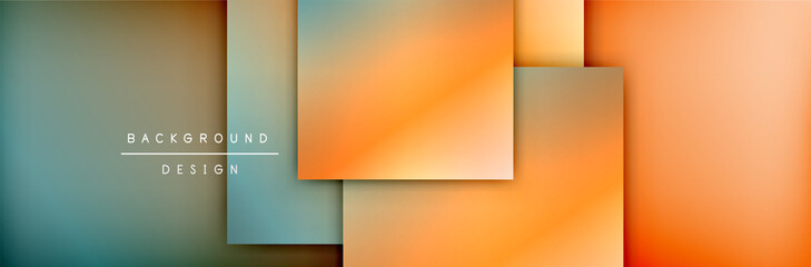 Square shapes composition geometric abstract background. 3D shadow effects and fluid gradients. Modern overlapping forms