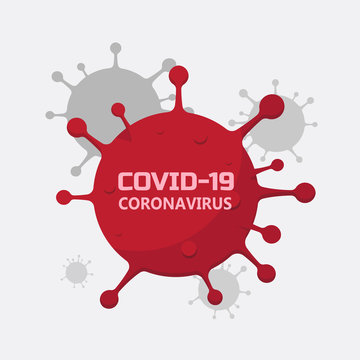 Coronavirus icon,Inscription COVID-19 on white background vector flat design.