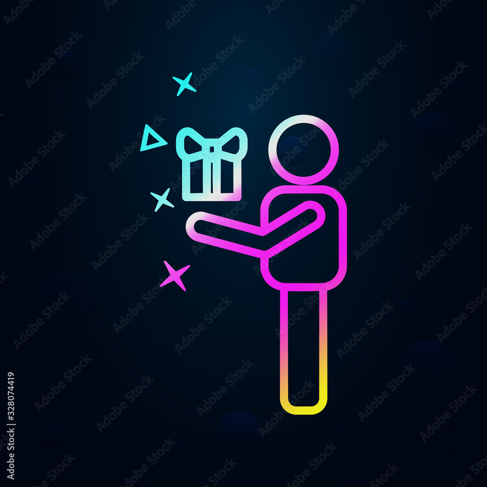 Poster give gift in nolan style icon. simple thin line, outline vector of birthday icons for ui and ux, web