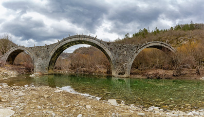 Fototapeta na wymiar Kalogeriko,old stone bridge in Epirus Greece.