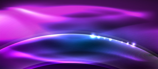 Abstract background. Shiny design neon waves with light effects, techno trendy design. Vector Illustration For Wallpaper, Banner, Background, Card, Book Illustration, landing page