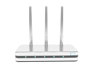 Wifi router with antennas. 3d rendering illustration